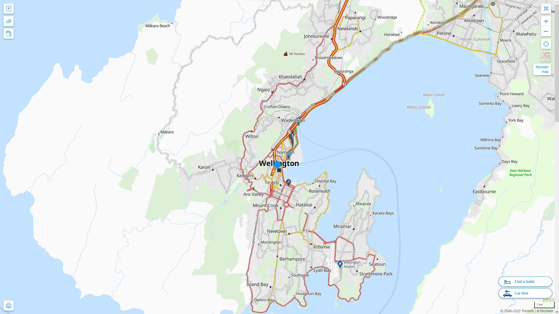 	Wellington	 Highway and Road Map